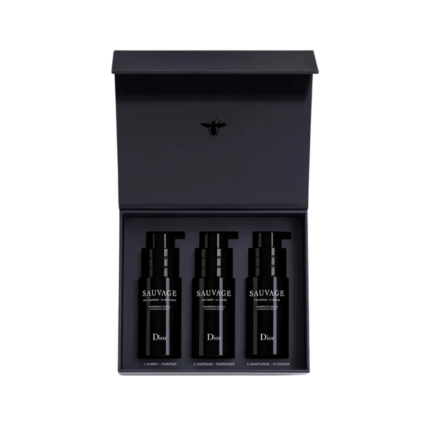 Dior Sauvage Skincare Ritual Set Cleanser, Toner and Serum – Purifying, Energizing, Anti-Aging – Powered By Cactus