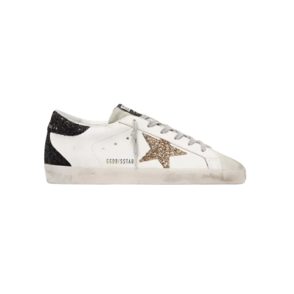 Golden Goose Super-Star In Nappa Leather With Gold Glitter Star