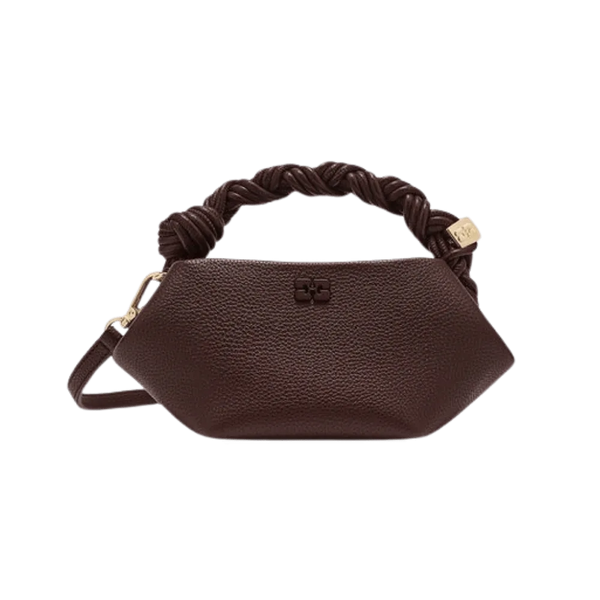 Ganni Brown Grained Mini Bou Bag