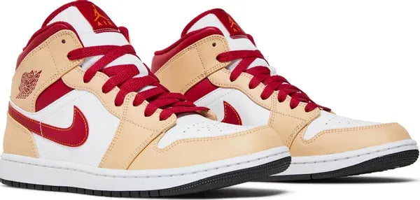 Air Jordan 1 Mid 'Light Curry Cardinal Red'