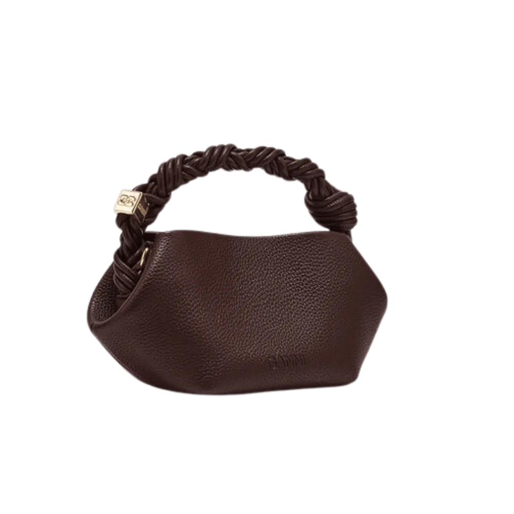 Ganni Brown Grained Mini Bou Bag