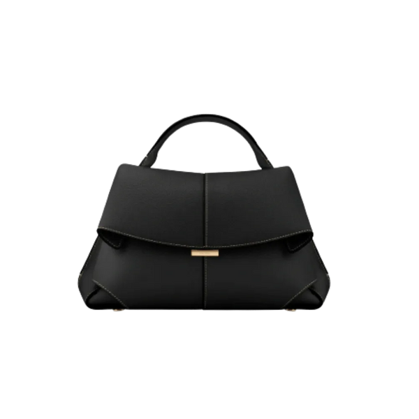 Polene Mokki Textured Black with Ecru Stitching
