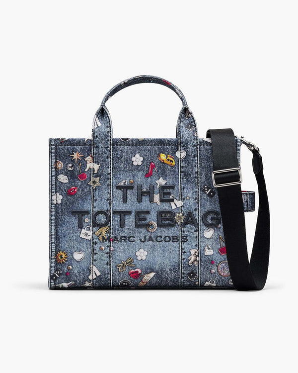 Marc Jacobs Marc Jacobs Marc Jacobs The Trompe L'Oeil Trinket Canvas Medium Tote Bag Medium Wash Multi Medium Wash Multi