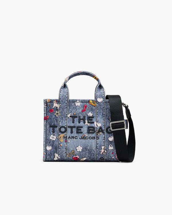 Marc Jacobs Marc Jacobs Marc Jacobs The Trompe L'Oeil Trinket Canvas Small Tote Bag Medium Wash Multi Medium Wash Multi