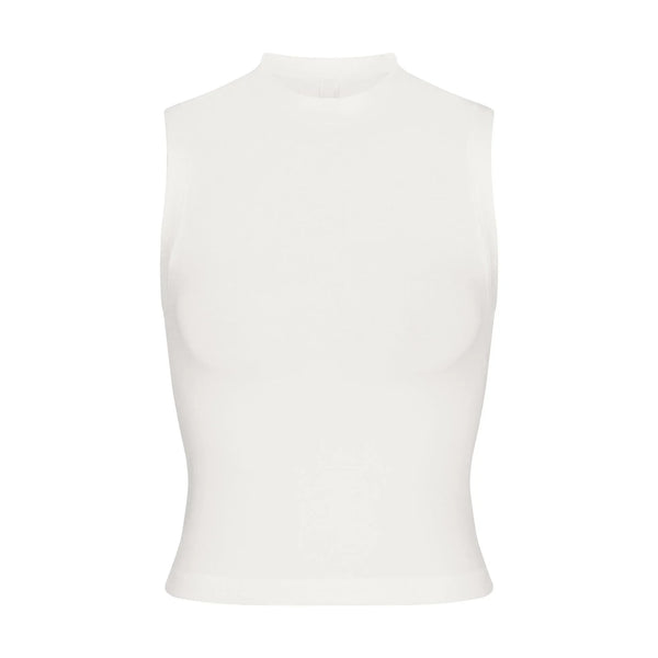 Skims Cotton Jersey Mock Neck Tank Marble