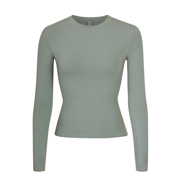 Skims Cotton Jersey Long Sleeve T-Shirt Mineral