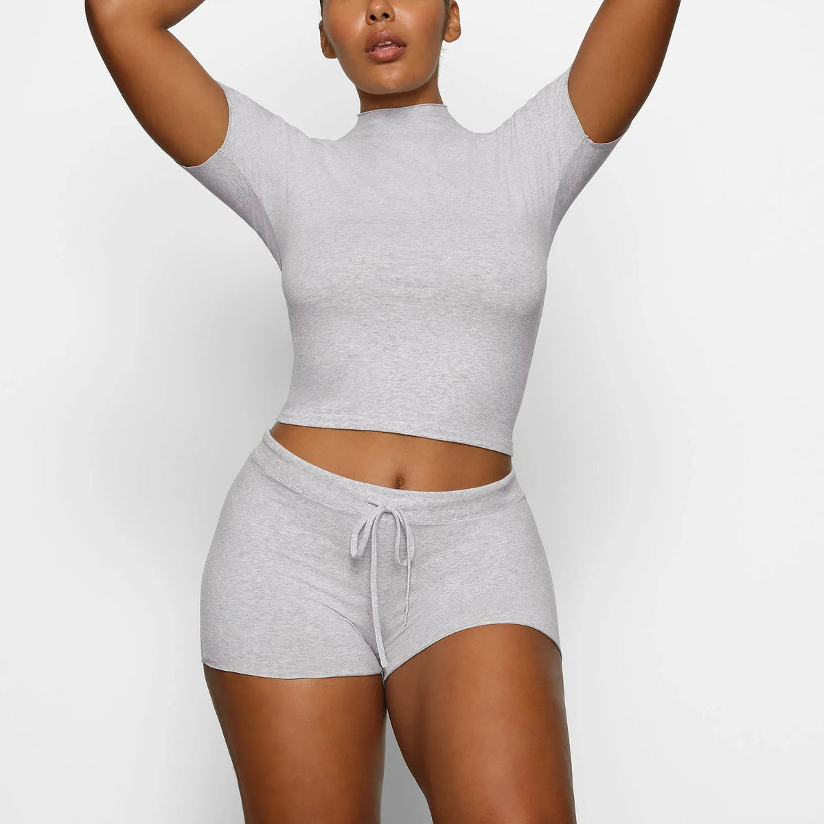 Skims Cotton Jersey Short Light Heather Grey