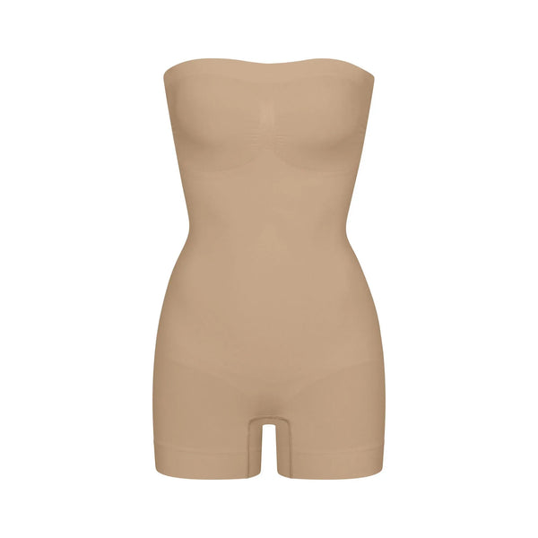 Skims Seamless Sculpt Strapless Shortie Bodysuit Clay