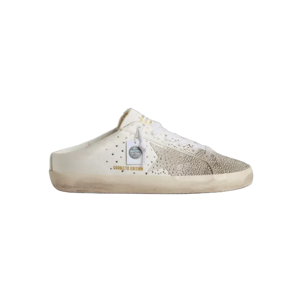 Golden Goose Super-Star Sabot LTD With Gray Suede Star And Swarovski Crystals