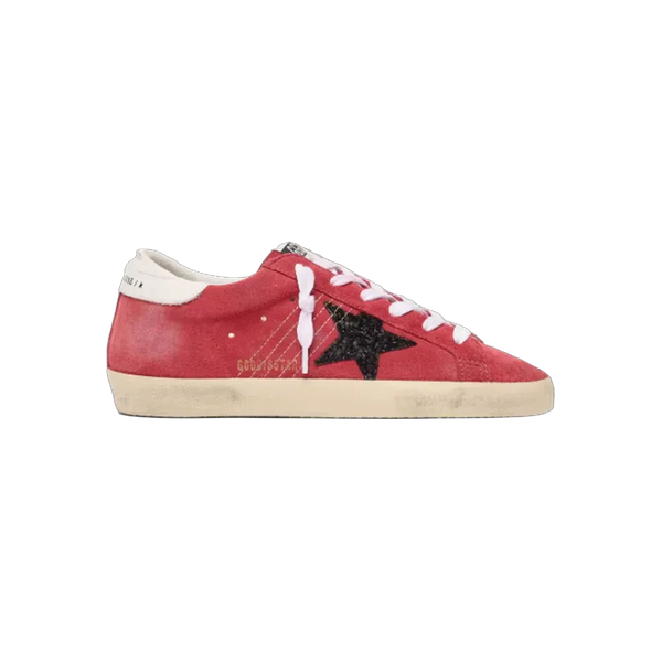 Golden Goose Super-Star In Red Suede With Glitter Star