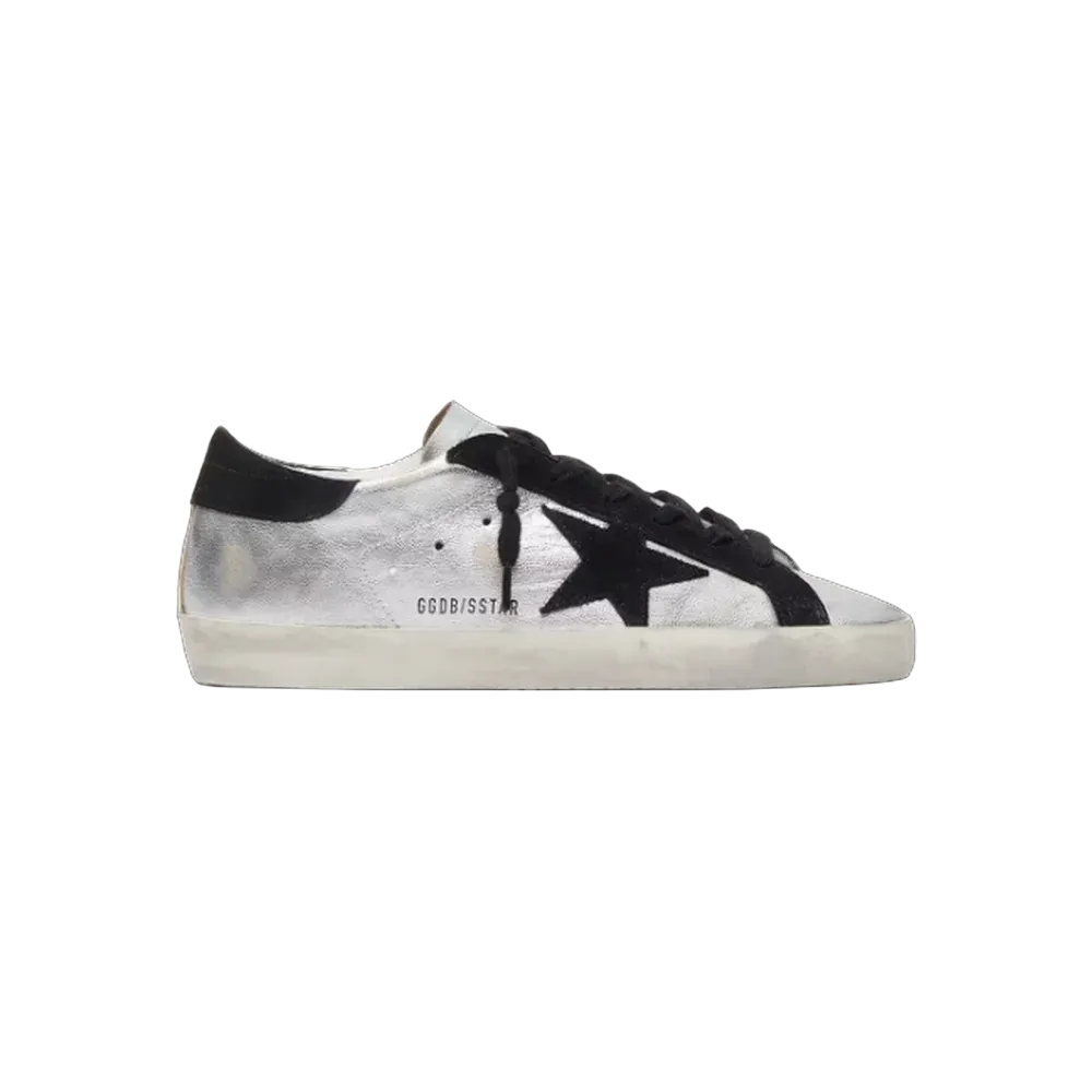 Golden Goose Super-Star In Silver Leather With Contrasting Inserts