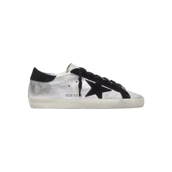 Golden Goose Super-Star In Silver Leather With Contrasting Inserts