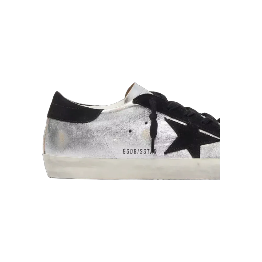 Golden Goose Super-Star In Silver Leather With Contrasting Inserts