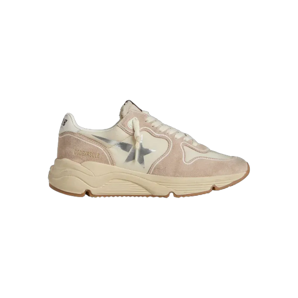 Golden Goose Running Sole In Nylon And Suede With Silver Printed Star
