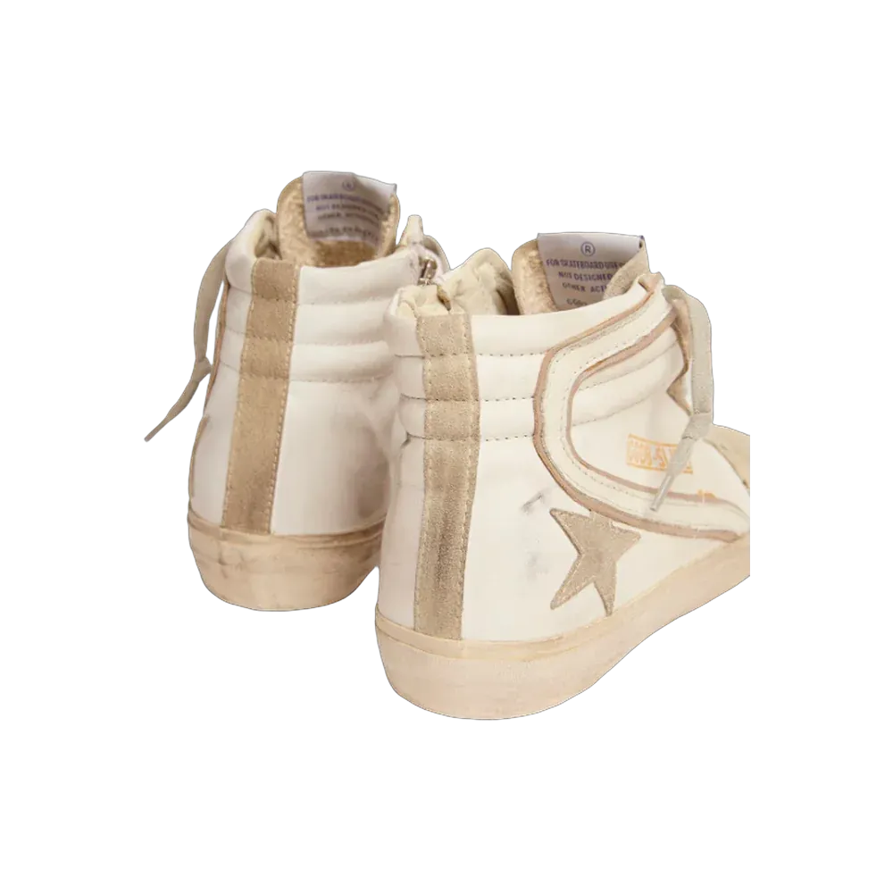 Golden Goose Slide With Ice-Gray Suede Star And White Flash