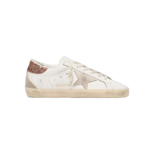 Golden Goose Super-Star With A Suede Star And Peach-Pink Glitter Heel Tab