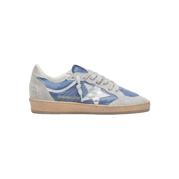 Golden Goose Ball Star In Denim-Blue Nylon With Light Gray Suede Inserts