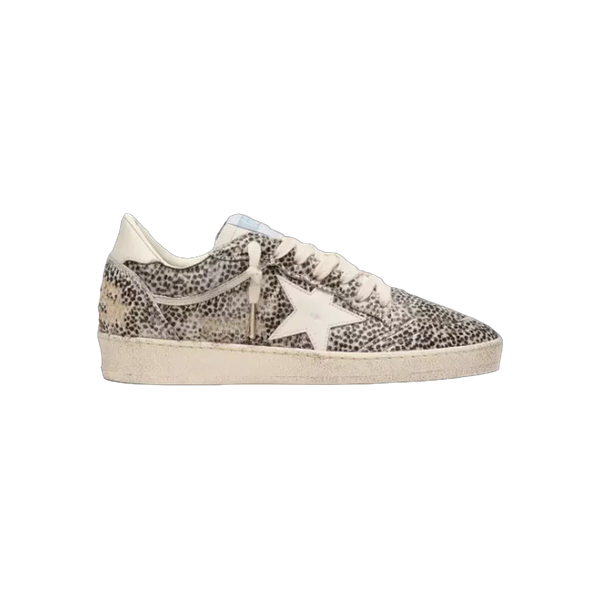 Golden Goose Ball Star LTD In Leopard Pony Skin With Cream Leather Star