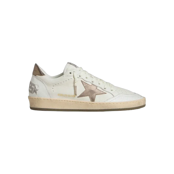 Golden Goose Ball Star Wishes In White Leather With Metallic Bronze Leather Star