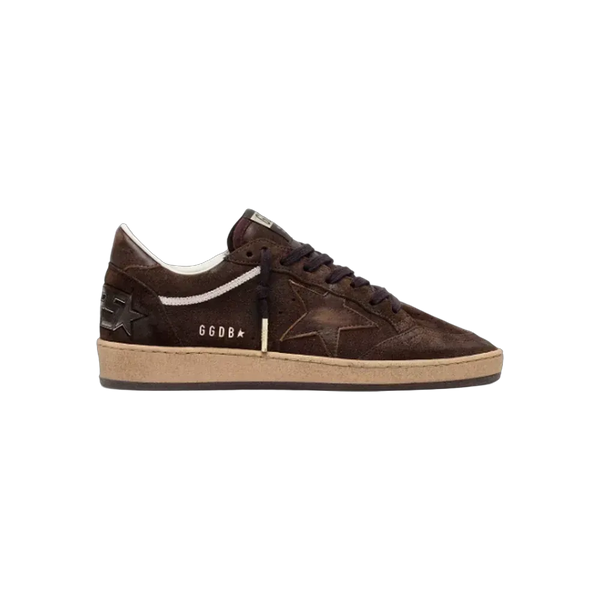 Golden Goose Ball Star In Brown Suede With Brown Leather Star And Heel Tab