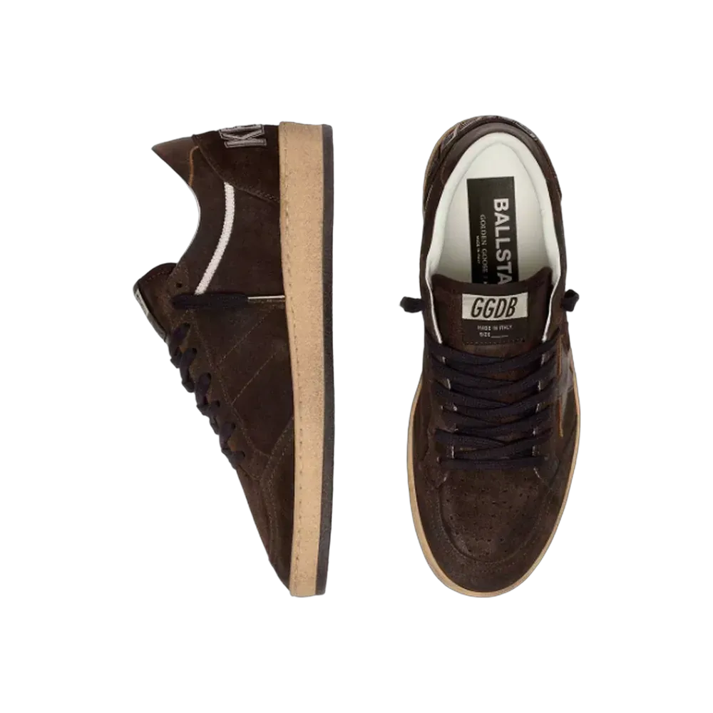 Golden Goose Ball Star In Brown Suede With Brown Leather Star And Heel Tab