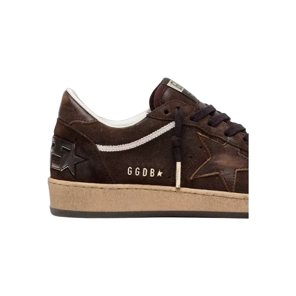 Golden Goose Ball Star In Brown Suede With Brown Leather Star And Heel Tab