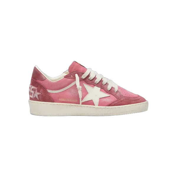 Golden Goose Ball Star LTD In Pink Suede With Cream Leather Star