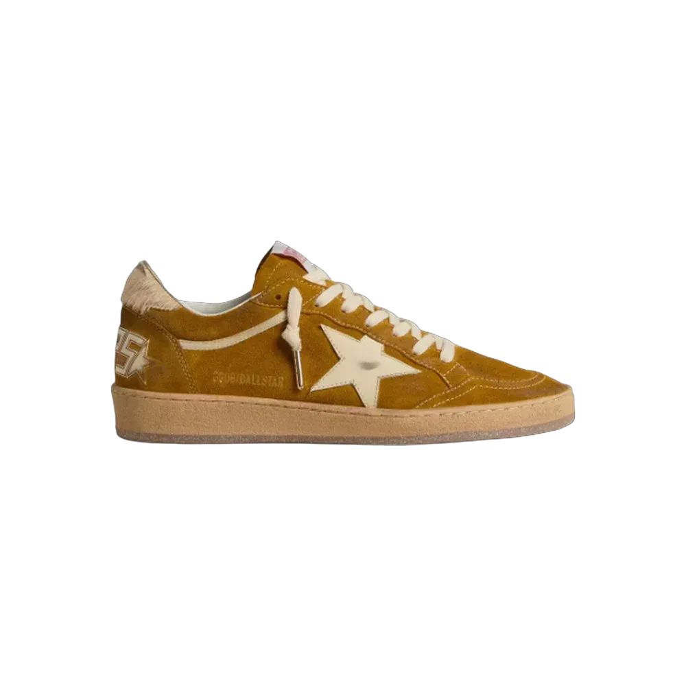 Golden Goose Ball Star In Suede With Beige Leather Star And Pony Skin Heel Tab