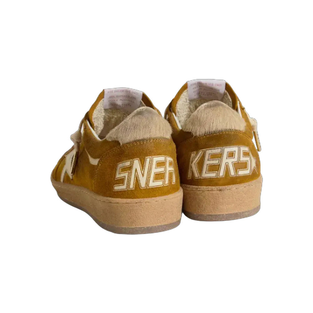 Golden Goose Ball Star In Suede With Beige Leather Star And Pony Skin Heel Tab