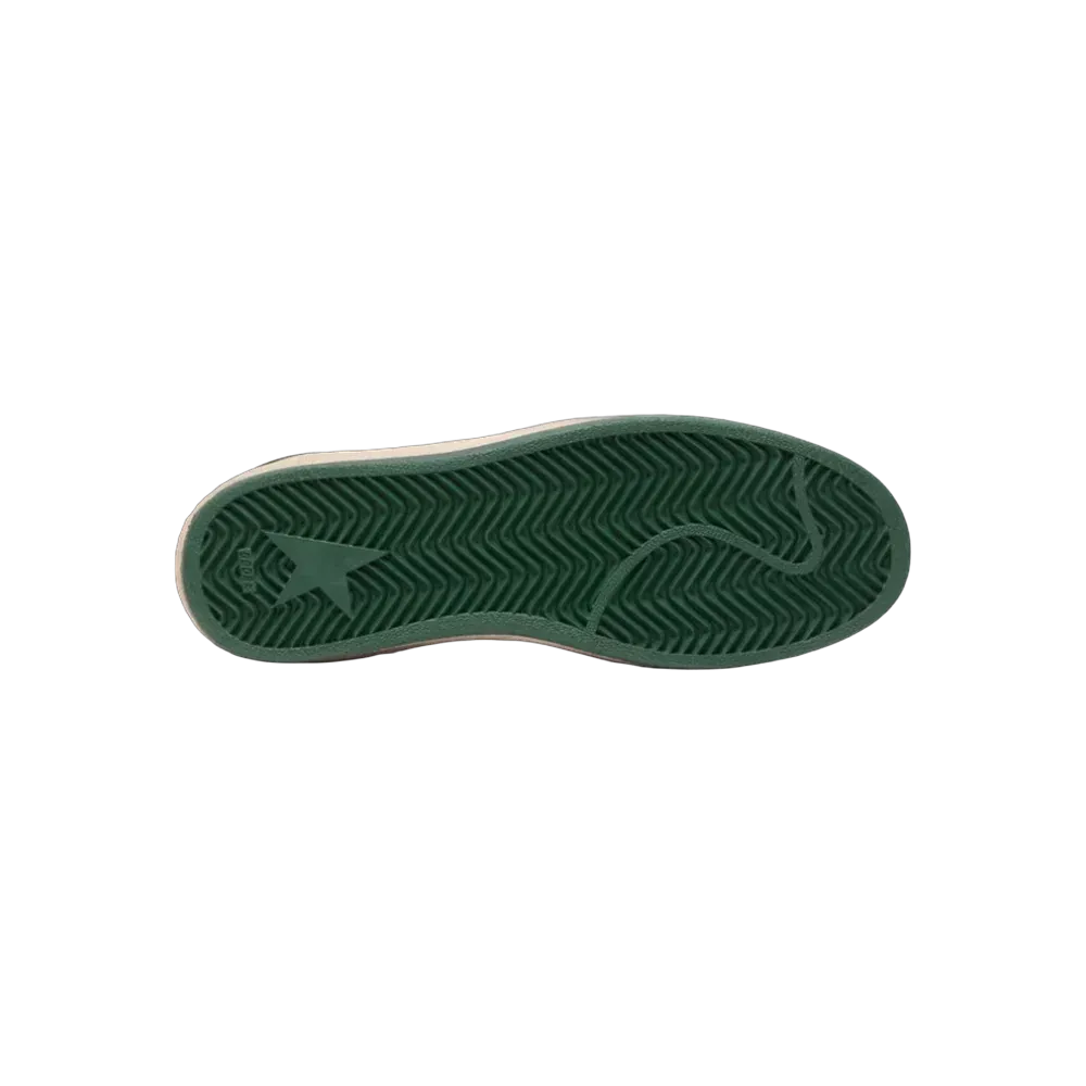 Golden Goose Ball Star In Green Suede With White Leather Star And Heel Tab
