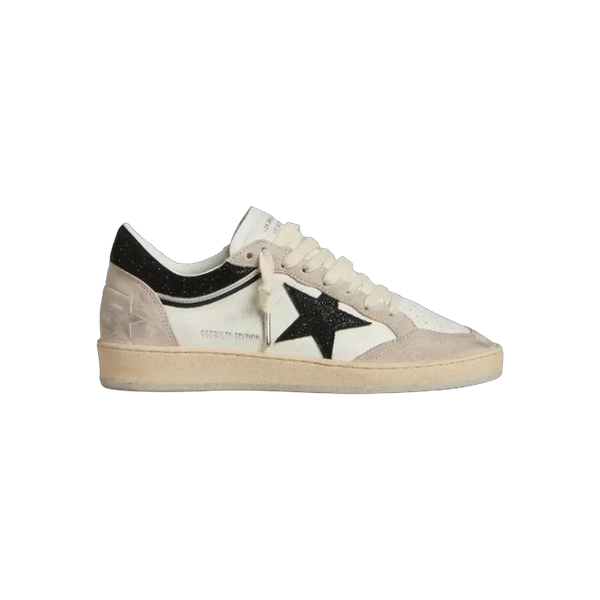 Golden Goose Ball Star LTD In Nappa With Black Crystal Star And Beige Suede Inserts