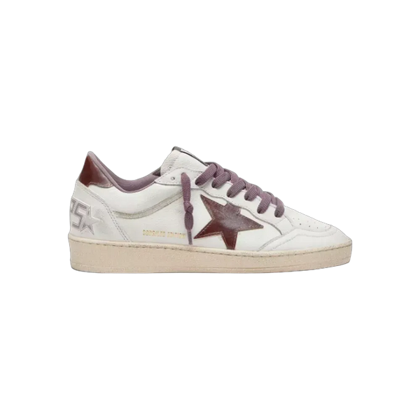 Golden Goose Ball Star LTD In White Leather With Burgundy Leather Star