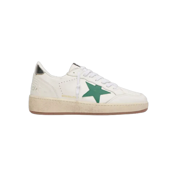Golden Goose Ball Star With Green Leather Star And Metallic Leather Heel Tab