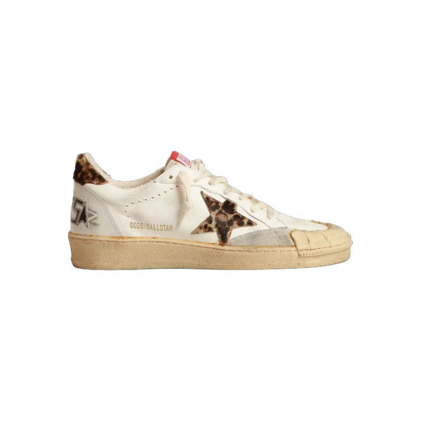 Golden Goose Ball Star In Nappa With Leopard-Print Pony Skin Star And Heel Tab