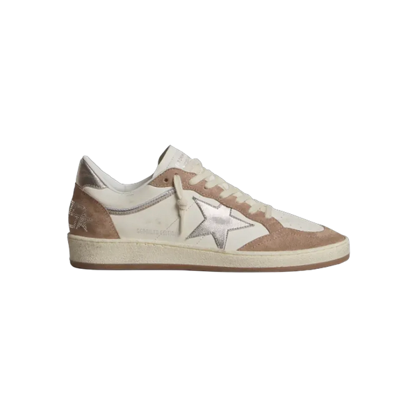 Golden Goose Ball Star LTD In White Nappa Leather And Old Rose Suede