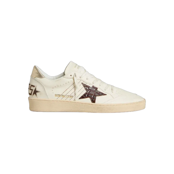 Golden Goose Ball Star With Burgundy Croc-Print Leather Star And Gold Heel Tab