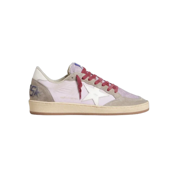 Golden Goose Ball Star LTD In Lilac Nylon With White Leather Star And Suede Inserts