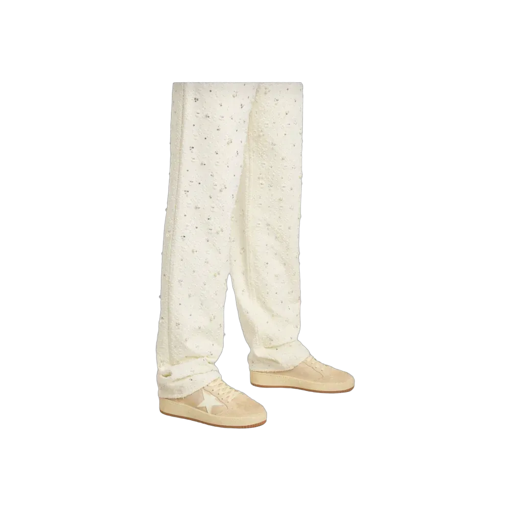 Golden Goose Ball Star In Beige Suede With White Leather Star And Heel Tab