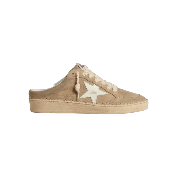 Golden Goose Ball Star Sabot In Beige Suede With White Leather Star
