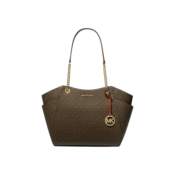 Michael Kors Jet Set Large Signature Logo Shoulder Bag Brown