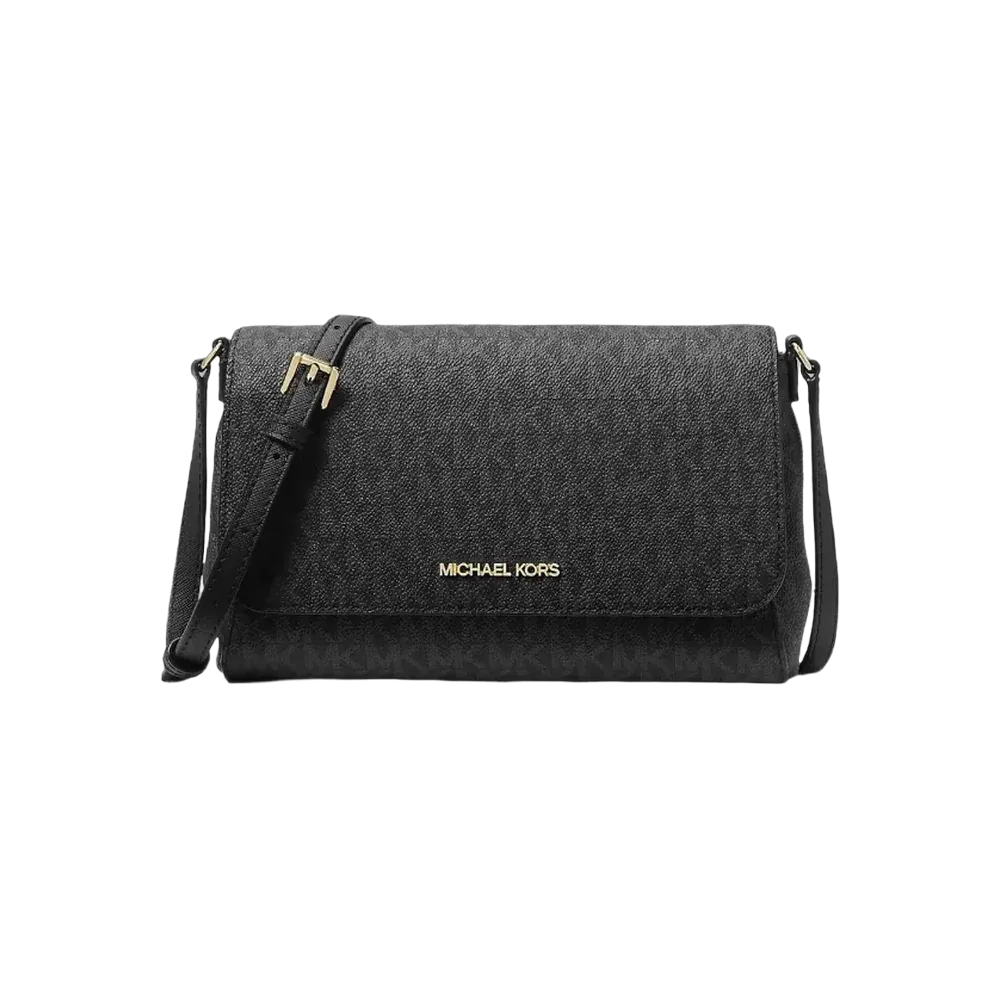 Michael Kors Black Jet Set Logo Medium Cross Body Bag