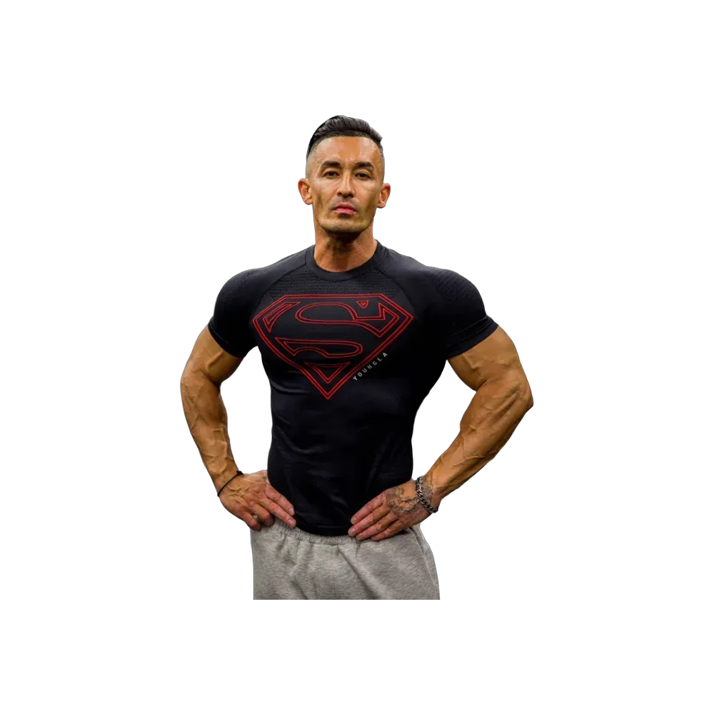 YoungLA Superman Compression Tees 'Black Red'