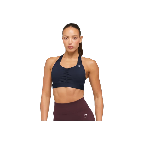 Gymshark High Support Ruched Sports Bra Heavy Blue