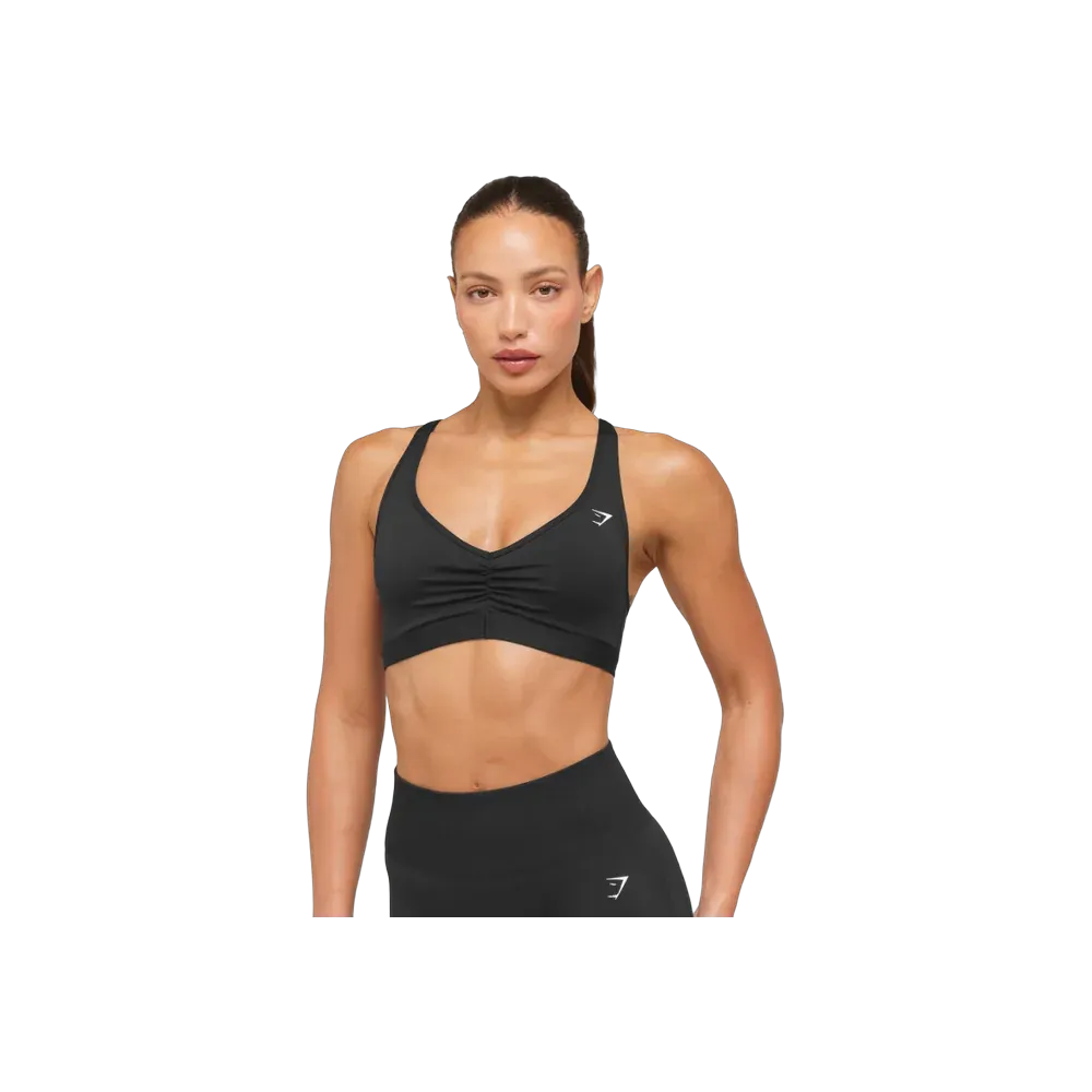Gymshark Ruched Sports Bra 2.0 - Medium Support Black