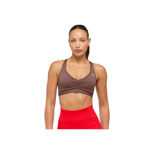 Gymshark Ruched Sports Bra 2.0 - Medium Support Espresso Brown