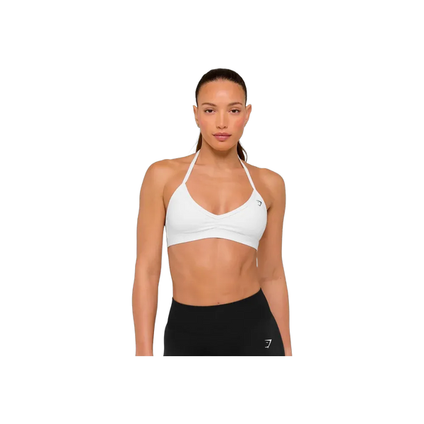 Gymshark Minimal Halterneck Sports Bra - Light Support White