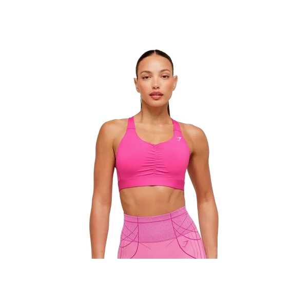 Gymshark High Support Ruched Sports Bra Super-Set Pink