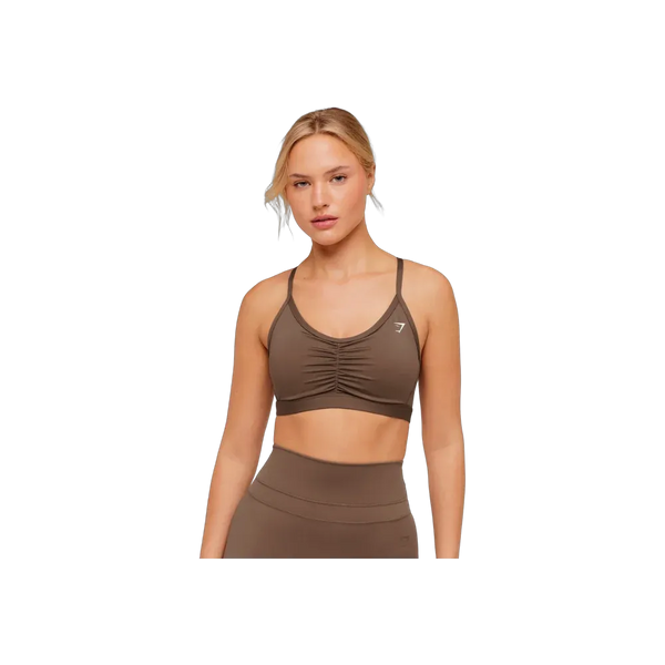Gymshark Medium Support Ruched Sports Bra Soft Brown