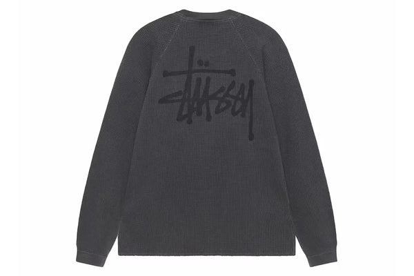 Stussy Raglan Thermal LS Crew Washed Black