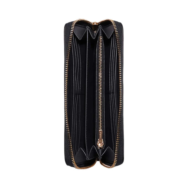 Coach Long Zip Around Wallet Pebbled Leather-Gold-Midnight